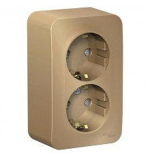 Blanca Титан О/У с изолирующей пластиной Титан Розетка 2-ая с заземлением со шторками 16А, 250В  BLNRA011214  SE