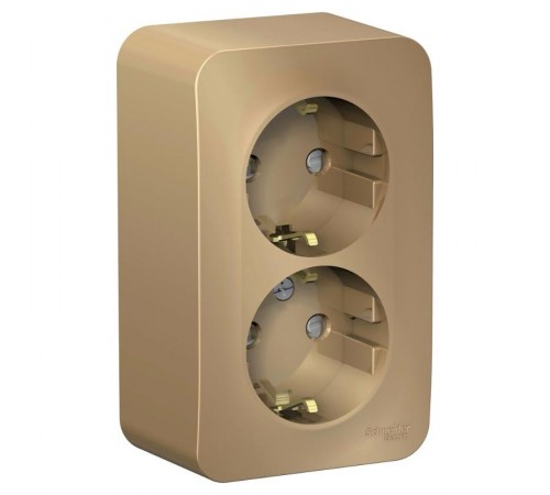 Blanca Титан О/У с изолирующей пластиной Титан Розетка 2-ая с заземлением со шторками 16А, 250В  BLNRA011214  SE