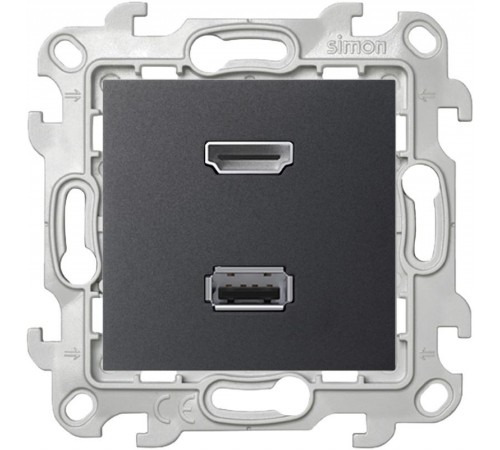 Simon 24 Графит Коннектор HDMI+USB 2.0  2411095-038  Simon