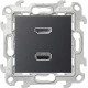 Simon 24 Графит Коннектор HDMI+USB 2.0  2411095-038  Simon