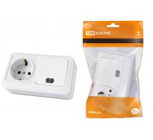 Блок комбинированный выкл. 1-кл. с/п 10А + розетка 2П+З 16А 250В БКВР IP20 белый "Ладога"  SQ1801-0103  TDM