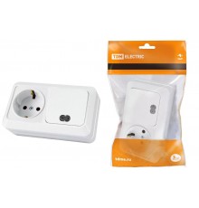 Блок комбинированный выкл. 1-кл. с/п 10А + розетка 2П+З 16А 250В БКВР IP20 белый "Ладога"  SQ1801-0103  TDM