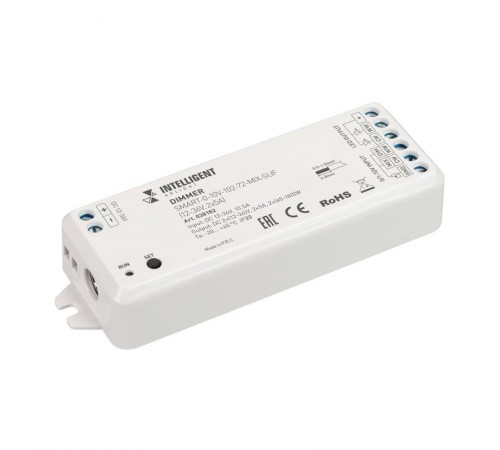 INTELLIGENT ARLIGHT Диммер SMART-0-10V-102-72-MIX-SUF (12-36V, 2x5A) (IARL, IP20 Пластик, 5 лет)  038182  Arlight