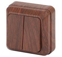 2-104-10 Intro Выключатель двойной, 10А-250В, IP20, ОУ, Quadro, венге  Б0030121  Intro