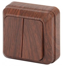 2-104-10 Intro Выключатель двойной, 10А-250В, IP20, ОУ, Quadro, венге  Б0030121  Intro