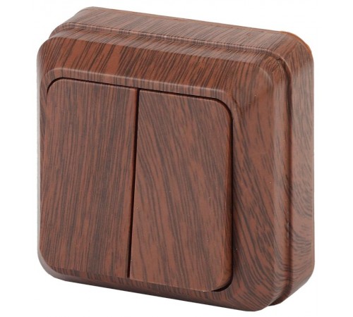 2-104-10 Intro Выключатель двойной, 10А-250В, IP20, ОУ, Quadro, венге  Б0030121  Intro