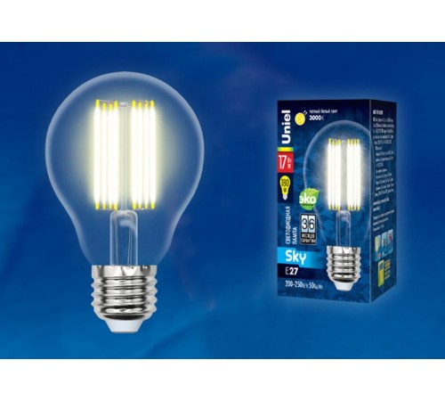 Лампа светодиодная LED-A70-17W/3000K/E27/CL PLS02WH LED. "груша" прозр. Серия Sky. 3000К .  UL-00004870  Uniel