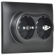 SKANDY Розетка 2-местная с заземлением без защитных шторок 16А в сборе SK-R08Bl черный  SK-R21-16-K02-F  IEK