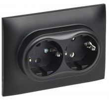 SKANDY Розетка 2-местная с заземлением без защитных шторок 16А в сборе SK-R08Bl черный  SK-R21-16-K02-F  IEK