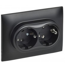 SKANDY Розетка 2-местная с заземлением без защитных шторок 16А в сборе SK-R08Bl черный  SK-R21-16-K02-F  IEK