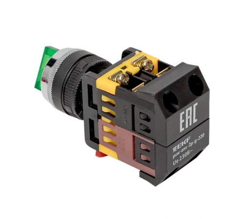 Переключатель ANC-22 2P зеленый с подсветкой 220В NO+NC EKF PROxima  psw-ans-2p-g-220  EKF