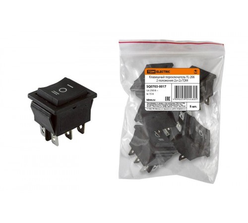 Клавишный переключатель YL-206 черный 3 положения 2з+2з  SQ0703-0017  TDM