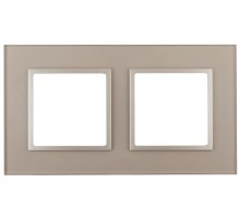 14-5102-04 Рамка на 2 поста, стекло, Эра Elegance, шампань+шамп  Б0034491  ЭРА