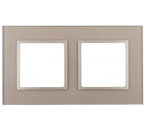 14-5102-04 Рамка на 2 поста, стекло, Эра Elegance, шампань+шамп  Б0034491  ЭРА