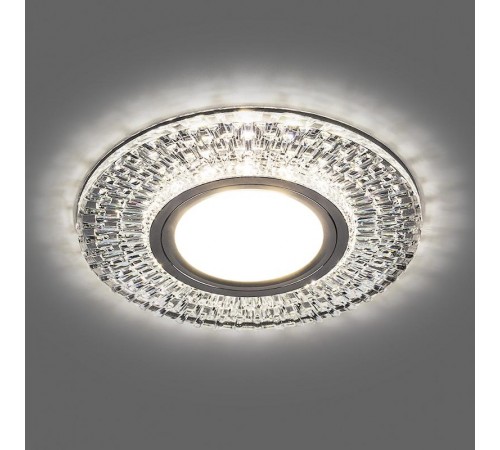 Светильник точечный встраиваемый под лампу, с LED подсветкой CD943 15LED*2835SMD 4000K, MR16 50W G5.3, прозрачный, хром  32991  FERON