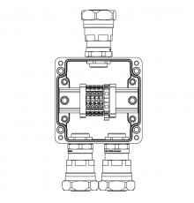 Коробка клеммная Ex из GRP; 1Ex e IIC T5 Gb / Ex tb IIIB T95°C Db /IP66; Клеммы 4 кв.мм - 5 шт.; А,С: ввод D10,5-18мм под небронир-ный кабель в мета