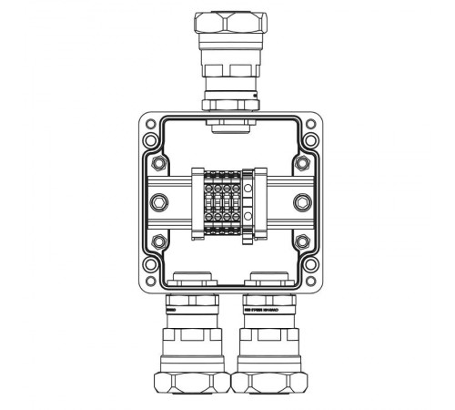 Коробка клеммная Ex из GRP; 1Ex e IIC T5 Gb / Ex tb IIIB T95°C Db /IP66; Клеммы 4 кв.мм - 5 шт.; А,С: ввод D10,5-18мм под небронир-ный кабель в мета