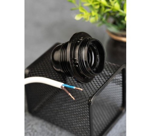 Патрон с кольцом карболитовый Е27 черный без наклейки PROxima  LHC-E27-r  EKF