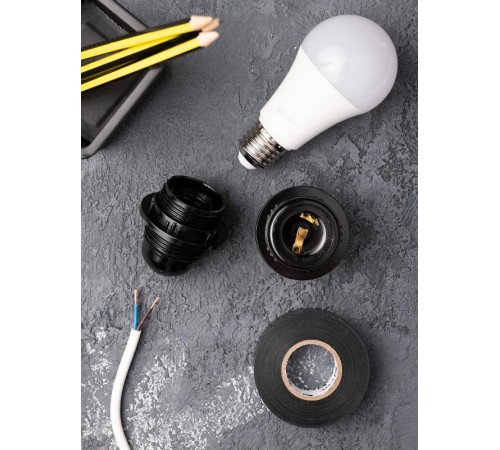 Патрон с кольцом карболитовый Е27 черный без наклейки PROxima  LHC-E27-r  EKF