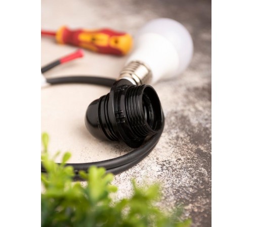 Патрон с кольцом карболитовый Е27 черный без наклейки PROxima  LHC-E27-r  EKF