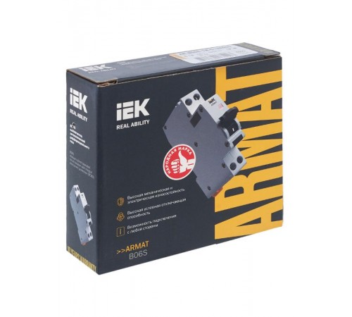 Выключатель автоматический дифференциального тока АВДТ B06S 1P+NP C13 30мА тип A (18мм) ARMAT IEK  AR-B06S-1N-C13A030  IEK