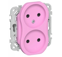 FLITE Розетка 2-ая без заземления со шторками быстрозажимные клеммы 10А РСш02-1-ФлПр пурпурный  FI-R23-10-1-K99  IEK