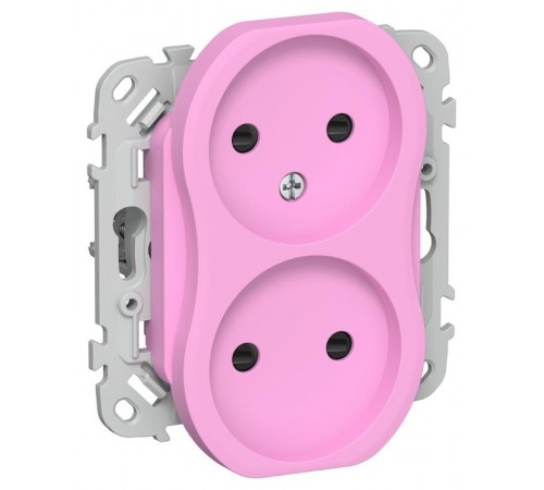 FLITE Розетка 2-ая без заземления со шторками быстрозажимные клеммы 10А РСш02-1-ФлПр пурпурный  FI-R23-10-1-K99  IEK