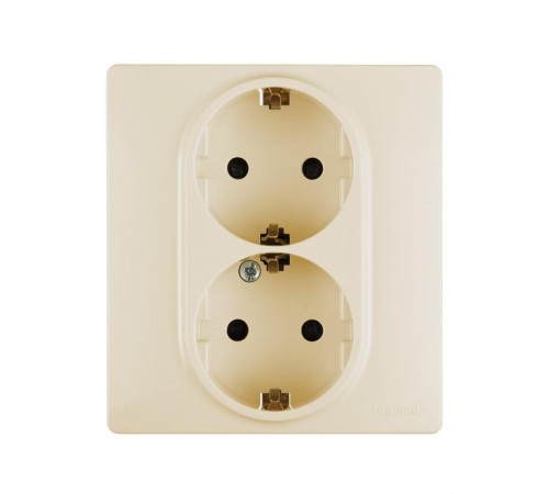 Розетка двойная с заземлением - Legrand Inspiria - со шторками в сборе 16А 250В безвинтовые зажимы - слоновая кость  673756  Legrand