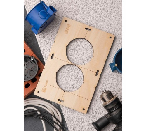 Шаблон для подрозетников c 2 отв. диам. 68 мм EKF Expert  sh-d68-2  EKF