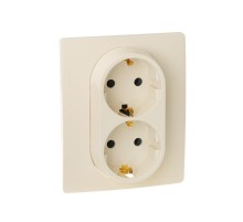 Etika Слоновая кость Двойная розетка с заземлением, винты  672323  Legrand