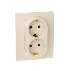 Etika Слоновая кость Двойная розетка с заземлением, винты  672323  Legrand