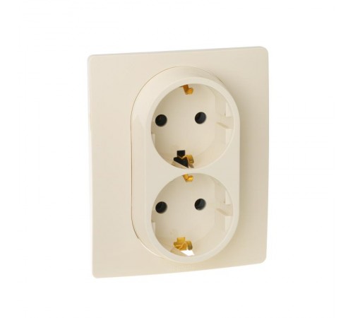 Etika Слоновая кость Двойная розетка с заземлением, винты  672323  Legrand