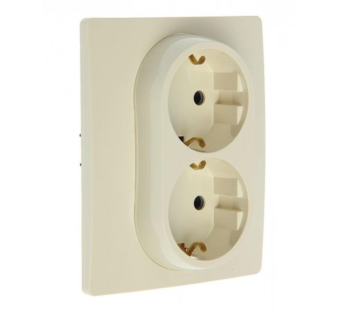 Etika Слоновая кость Двойная розетка с заземлением, винты  672323  Legrand