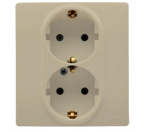 Etika Слоновая кость Двойная розетка с заземлением, винты  672323  Legrand