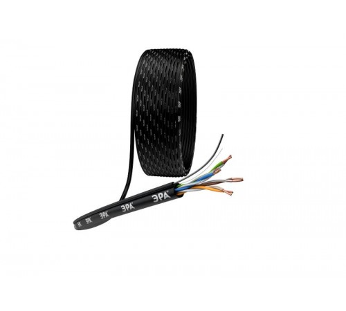 ЭРА Кабель витая пара U/UTP Cat5e 4x2x24 AWG CU PE + ТРОС OUTDOOR 305 м  Б0044432  ЭРА