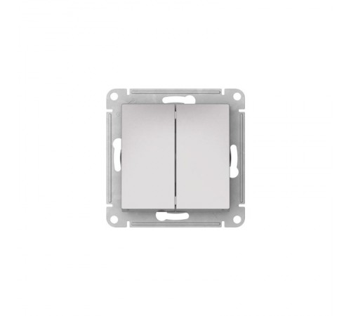 AtlasDesign Aqua Алюминий Выключатель 2-клавишный IP44,сх.6, 10АХ,механизм, быстрозажимные клеммы  ATN440351S  SE