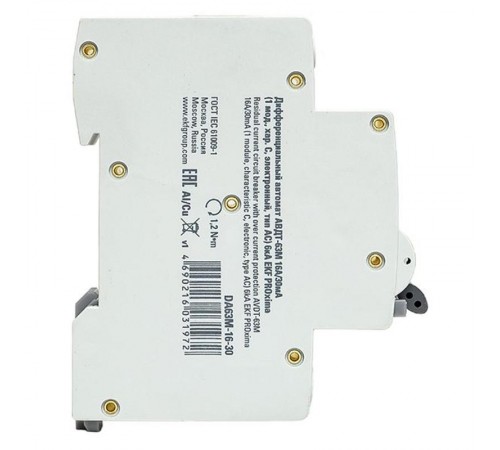 Выключатель автоматический дифференциального тока АВДТ-63М 1п+N 16А C 30мА тип AС (1 мод) PROxima (электронный,)  DA63M-16-30  EKF