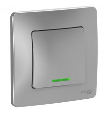 Blanca Алюминий С/У Переключатель 1-клавишный с подсветкой, 10А, 250B  BLNVS010613  SE