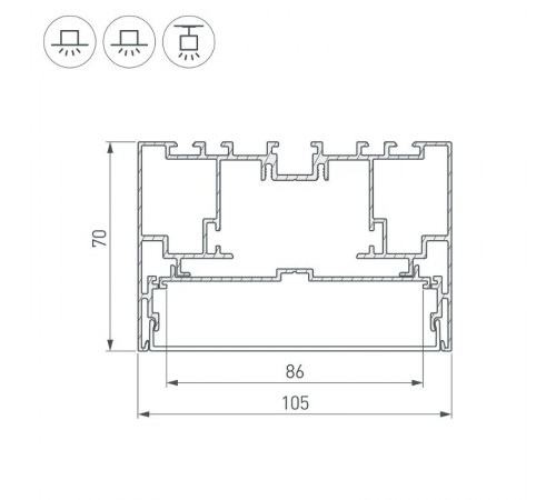 Профиль с экраном S2-LINE-10570-2500 ANOD+OPAL  021175  Arlight