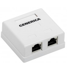Розетка инф. настенная RJ45 кат. 5Е FTP 2 порта  CS2-1C5EF-22-G  GENERICA