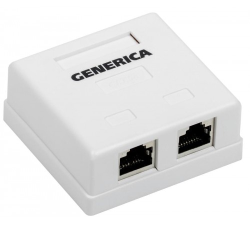Розетка инф. настенная RJ45 кат. 5Е FTP 2 порта  CS2-1C5EF-22-G  GENERICA