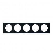 Рамка горизонтальная 5-местная, серия Катрин, GFR00-7005-05, черный  39641  STEKKER