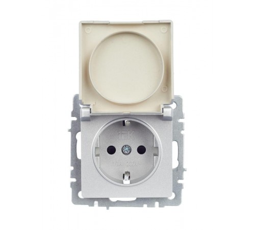 BRITE Розетка с заземлением со шторками с кр. 16А IP20 РСбш10-3-БрА алюминий  BR-R16-16-K47  IEK