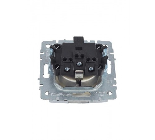 BRITE Розетка с заземлением со шторками с кр. 16А IP20 РСбш10-3-БрА алюминий  BR-R16-16-K47  IEK