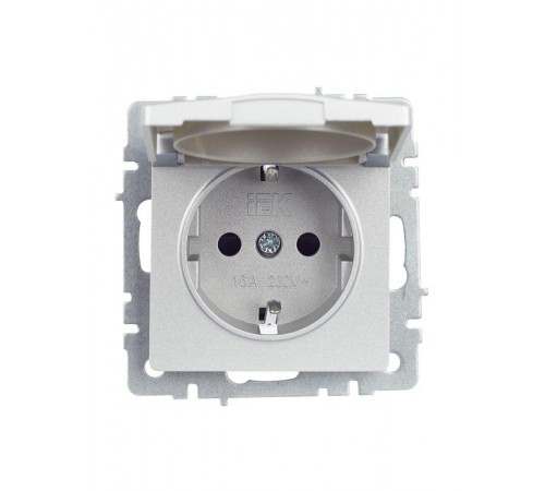 BRITE Розетка с заземлением со шторками с кр. 16А IP20 РСбш10-3-БрА алюминий  BR-R16-16-K47  IEK