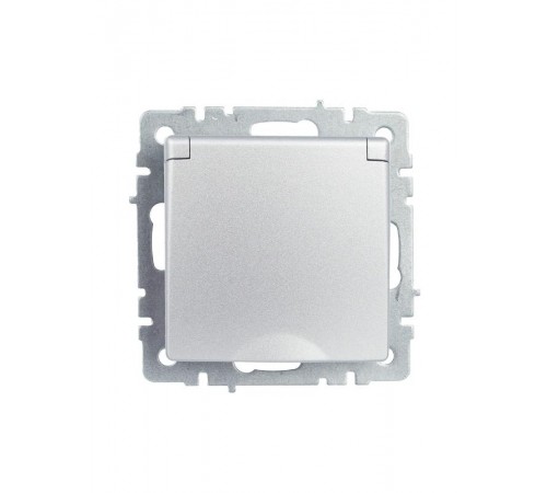 BRITE Розетка с заземлением со шторками с кр. 16А IP20 РСбш10-3-БрА алюминий  BR-R16-16-K47  IEK