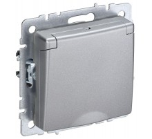 BRITE Розетка с заземлением со шторками с кр. 16А IP20 РСбш10-3-БрА алюминий  BR-R16-16-K47  IEK