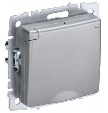 BRITE Розетка с заземлением со шторками с кр. 16А IP20 РСбш10-3-БрА алюминий  BR-R16-16-K47  IEK