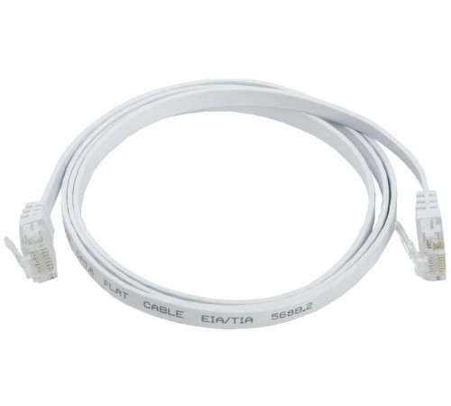 Коммутационный шнур плоский (патч-корд) кат.6 UTP 3м белый  PC08-C06U-3M-FL  ITK