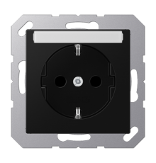 Розетка SCHUKO® 16A 250V с защитой от детей; с полем для надписи; термопласт; черный матовый  A1520BFKINASWM  Jung